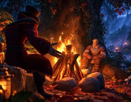 Two World of Warcraft Characters at a Campfire WoW Talebound Cover Image